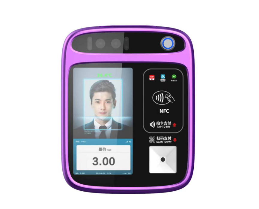 紫色款公交人脸识别一体机-支持扫码&NFC支付